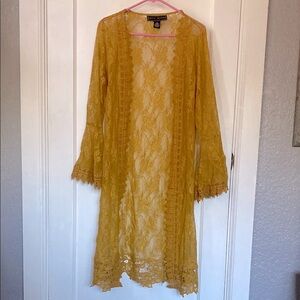 Polly & Esther - Women’s Golden Boho Lace Kimono